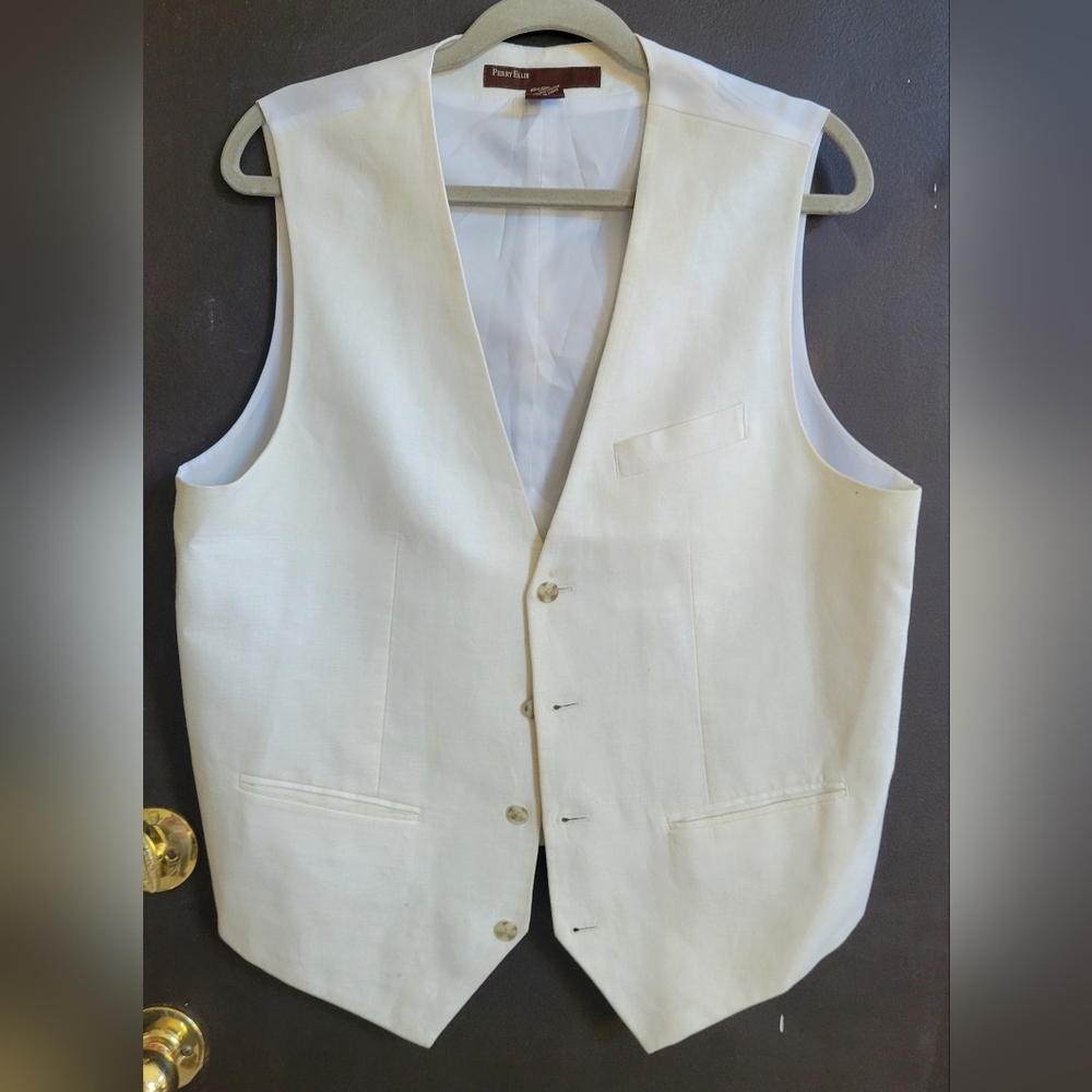 Perry Ellis Men's Ivory Vest, Size L